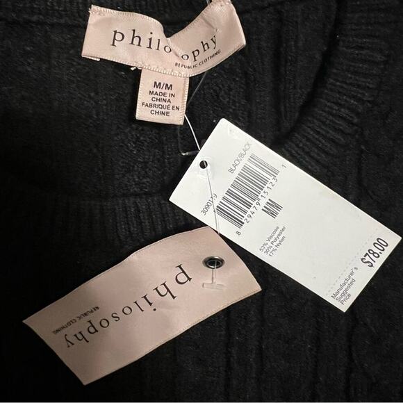 Philosophy Women's Puff Sleeve Cable Knit Sweater Size Medium - Picture 6 of 8